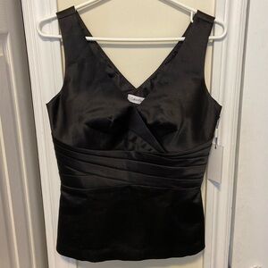 Black Satin Sleeveless Calvin Klein top